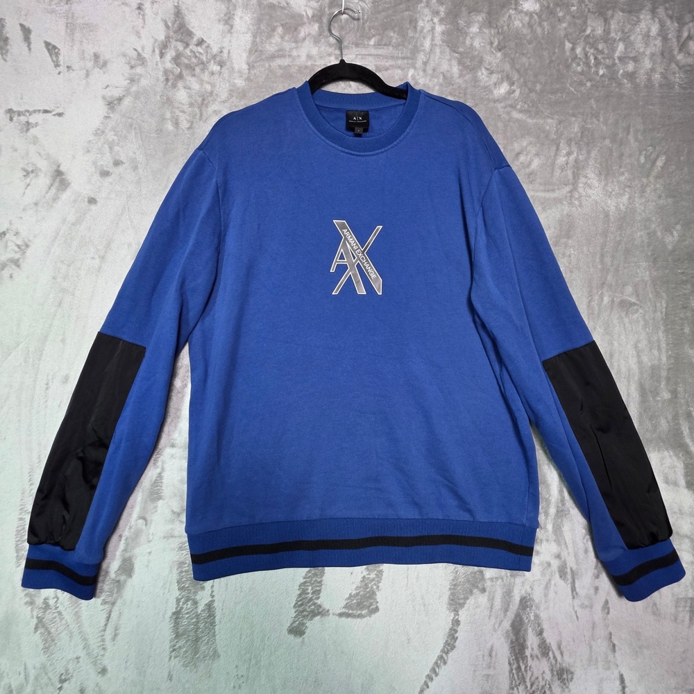 Armani Exchange Mens Blue Crew Neck Logo Sweatshirt 3KZMLD ZJ1ZZ L